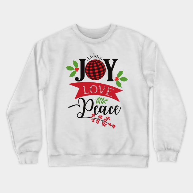 Joy Love Peace, Christmas, Xmas, Mistletoe, Leaves Crewneck Sweatshirt by Jelena Dunčević